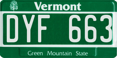 VT license plate DYF663