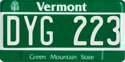 VT license plate DYG223