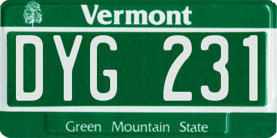 VT license plate DYG231