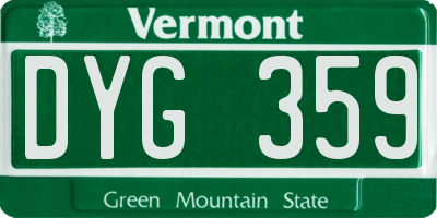 VT license plate DYG359