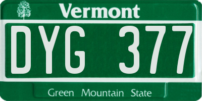VT license plate DYG377