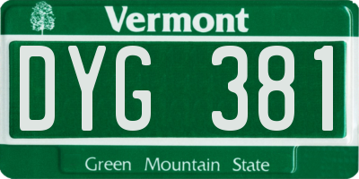 VT license plate DYG381