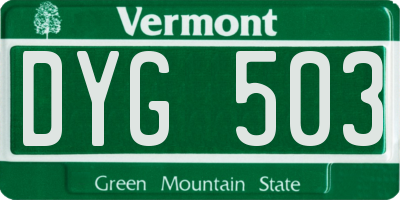 VT license plate DYG503
