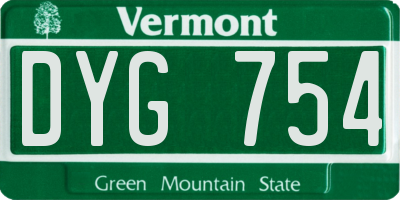 VT license plate DYG754