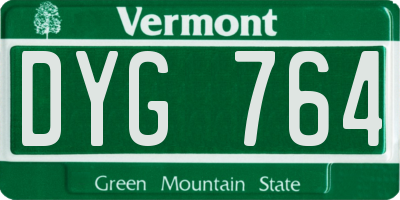 VT license plate DYG764