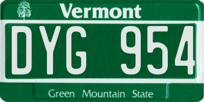 VT license plate DYG954