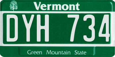 VT license plate DYH734