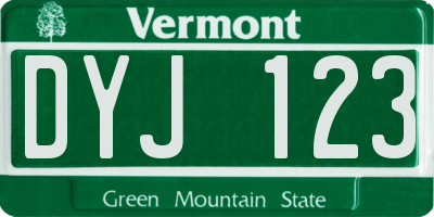VT license plate DYJ123