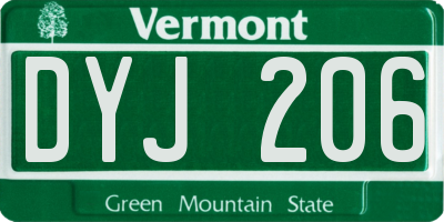 VT license plate DYJ206