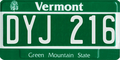 VT license plate DYJ216