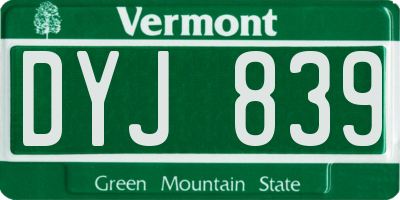 VT license plate DYJ839