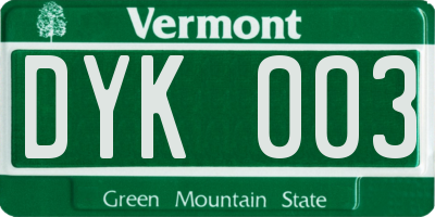 VT license plate DYK003