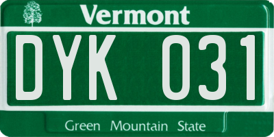 VT license plate DYK031