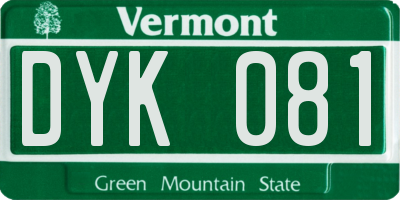 VT license plate DYK081