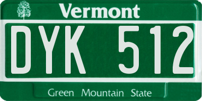 VT license plate DYK512