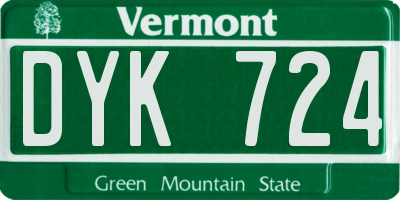 VT license plate DYK724