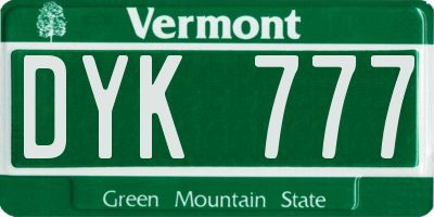 VT license plate DYK777