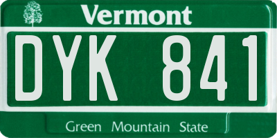 VT license plate DYK841