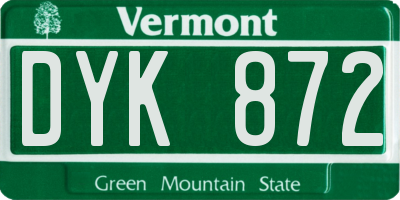VT license plate DYK872
