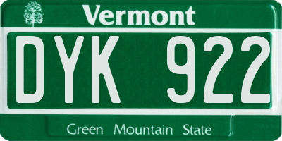 VT license plate DYK922