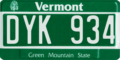 VT license plate DYK934