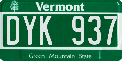 VT license plate DYK937