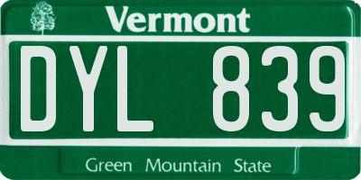 VT license plate DYL839