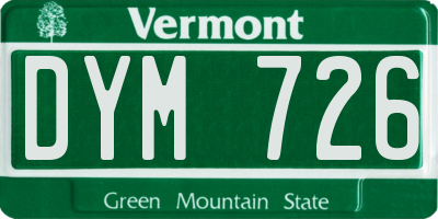 VT license plate DYM726