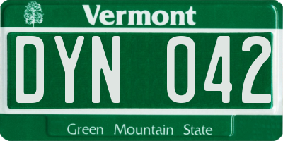 VT license plate DYN042