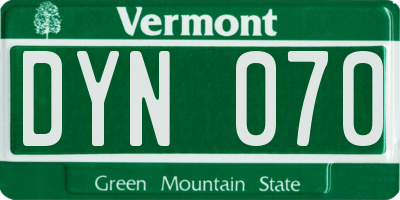 VT license plate DYN070