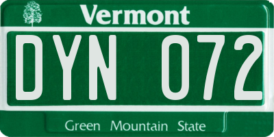 VT license plate DYN072