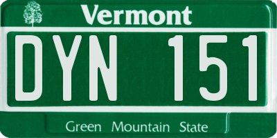 VT license plate DYN151