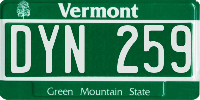 VT license plate DYN259