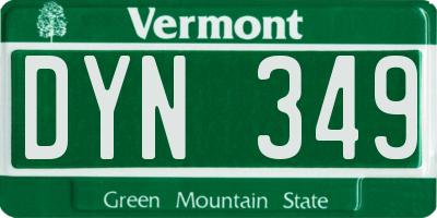 VT license plate DYN349