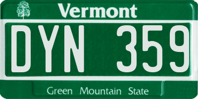 VT license plate DYN359