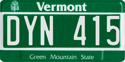 VT license plate DYN415