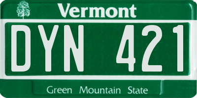 VT license plate DYN421