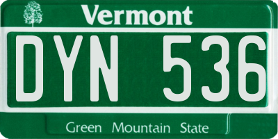 VT license plate DYN536