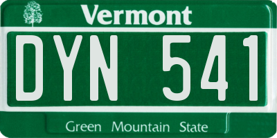 VT license plate DYN541