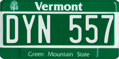 VT license plate DYN557