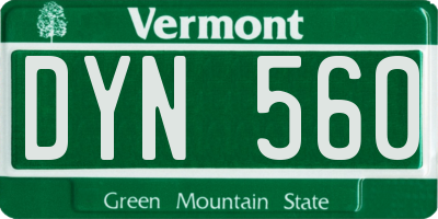 VT license plate DYN560