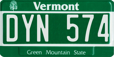 VT license plate DYN574
