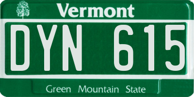 VT license plate DYN615