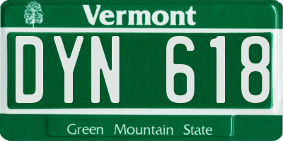 VT license plate DYN618