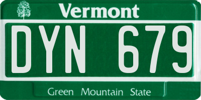 VT license plate DYN679