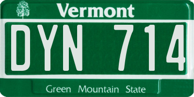VT license plate DYN714