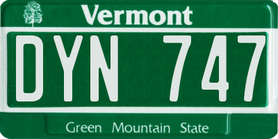 VT license plate DYN747