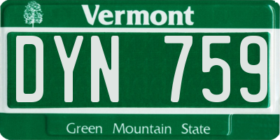VT license plate DYN759