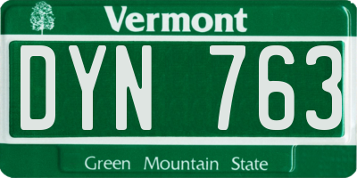 VT license plate DYN763