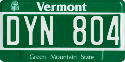 VT license plate DYN804